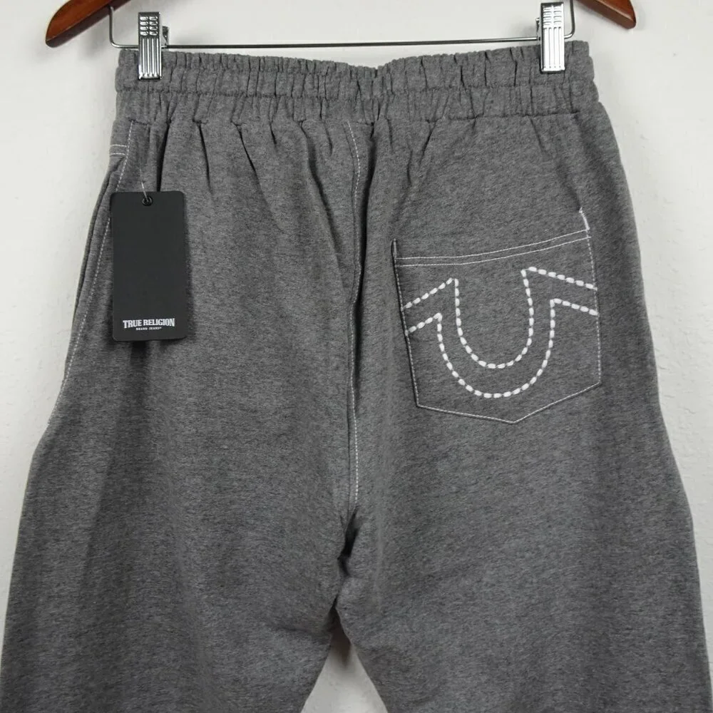 True Religion Joggers Men's Size S Gray Logo Sweatpants Lounge Wear